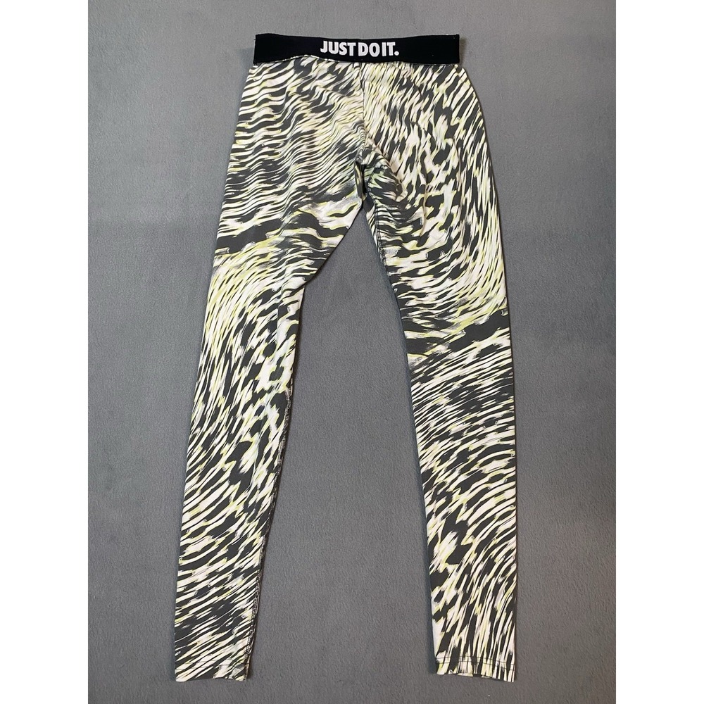 Nike Leg A See Windblur Ankle Length Leggings Size Small Green/ Gray Flip Waist